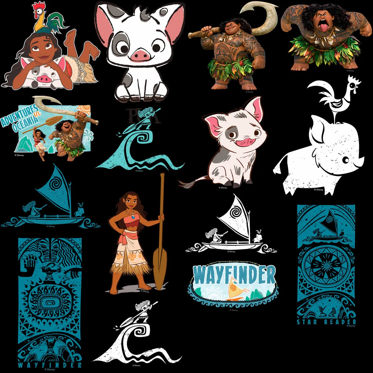 50 Movie Sea Moana Cartoon Designs Bundle PNG