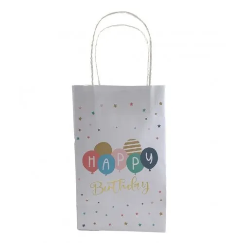 5pk Happy Birthday Multi Colour Stars Paper Gift Bags