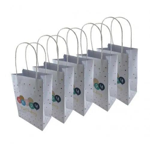 5pk Happy Birthday Multi Colour Stars Paper Gift Bags