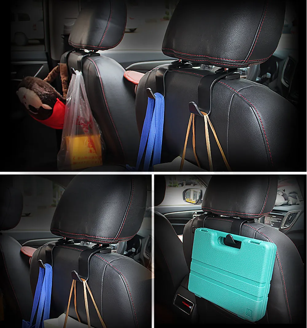 8pcs Storage Groceries Plastic Car Back Seat Bag Handbag Hooks Headrest Hanger