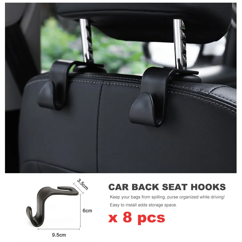 8pcs Storage Groceries Plastic Car Back Seat Bag Handbag Hooks Headrest Hanger