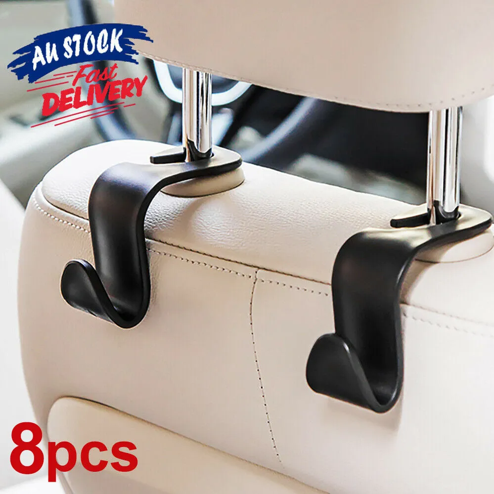 8pcs Storage Groceries Plastic Car Back Seat Bag Handbag Hooks Headrest Hanger