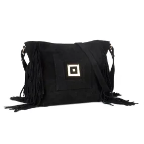 Amalia Black Cross Body Suede Bag