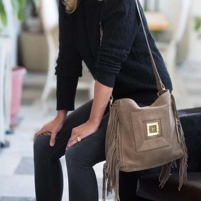 Amalia Black Cross Body Suede Bag