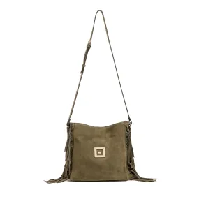 Amalia Khaki Cross Body Suede Bag