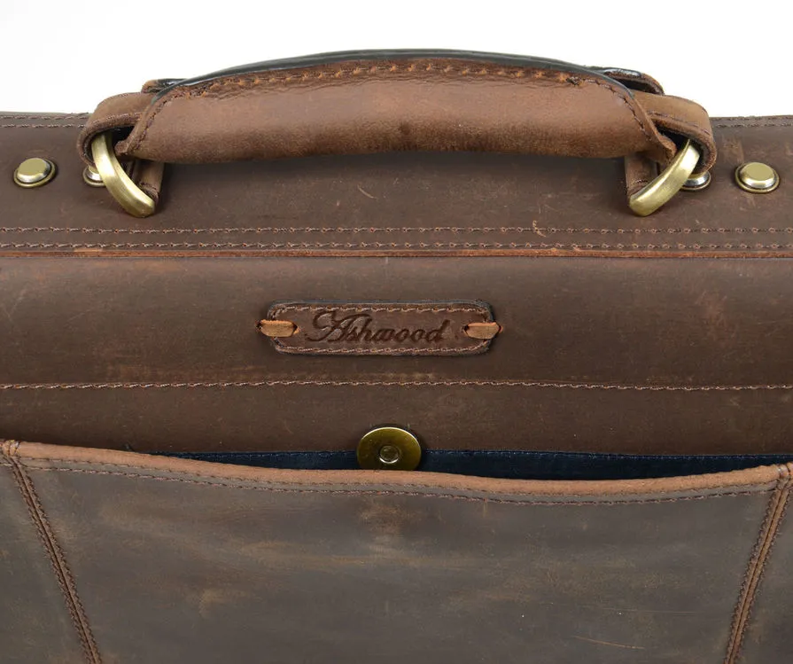 Ashwood Brown Leather Double Pocket Briefcase