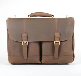 Ashwood Brown Leather Double Pocket Briefcase