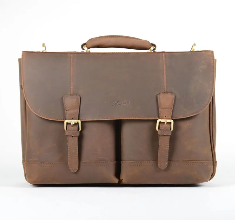 Ashwood Brown Leather Double Pocket Briefcase