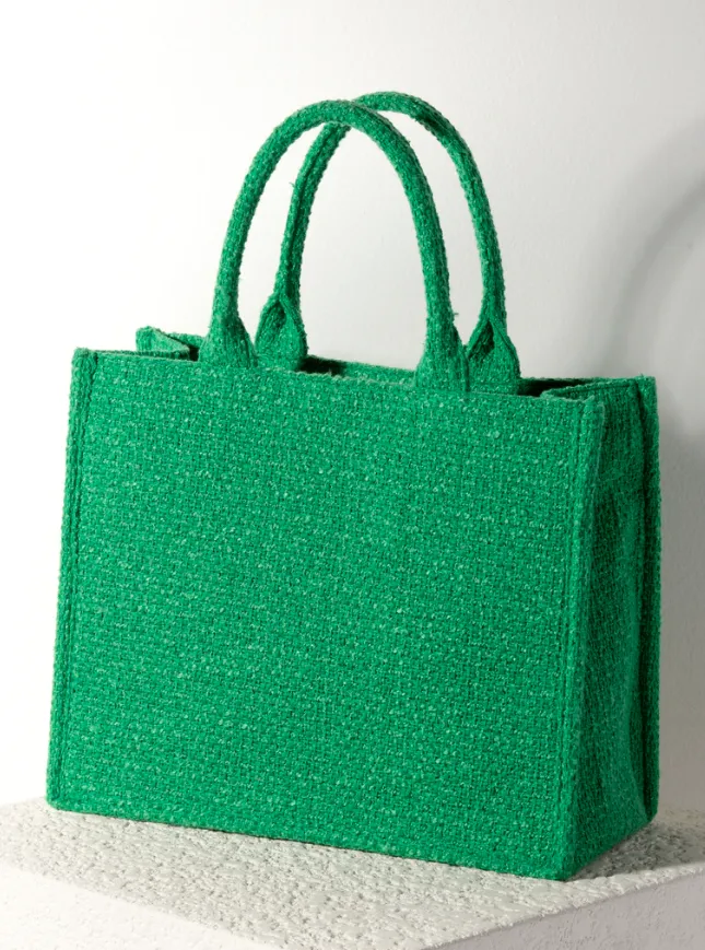 Billie Tweed Tote, Green