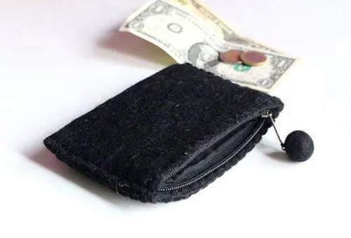 Black Felt Coin Purse