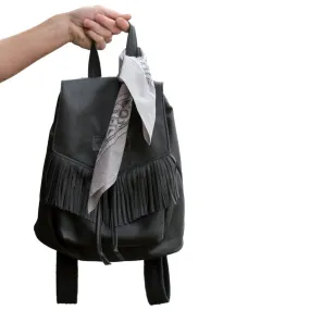 Black Suede Fringe and Leather Sonar Backpack