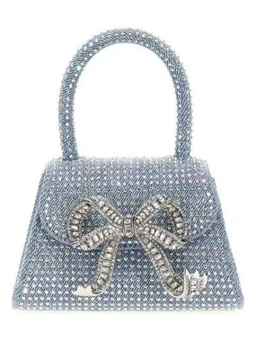 BLUE RHINESTONE DENIM MICRO BOW BAG