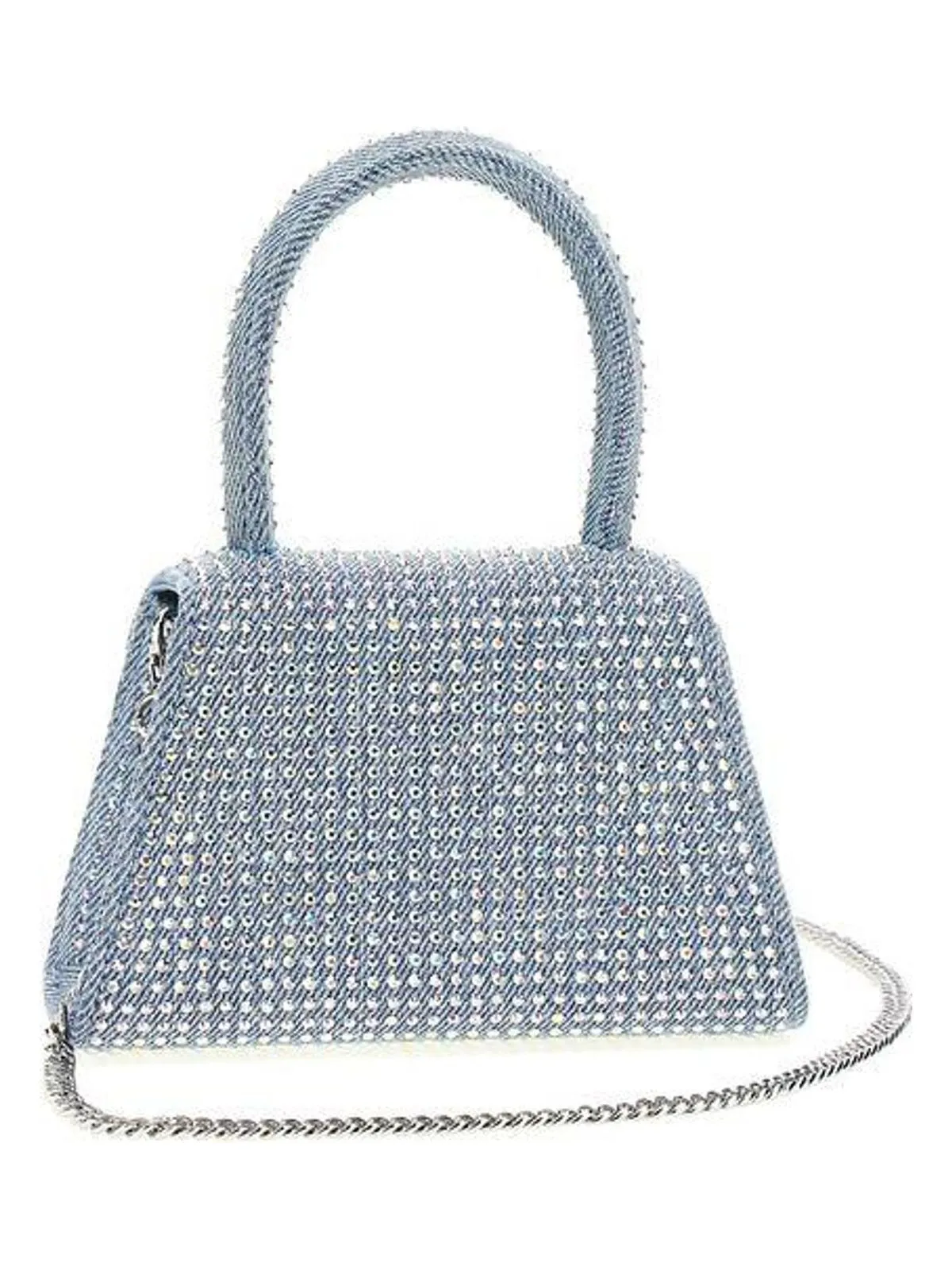 BLUE RHINESTONE DENIM MICRO BOW BAG