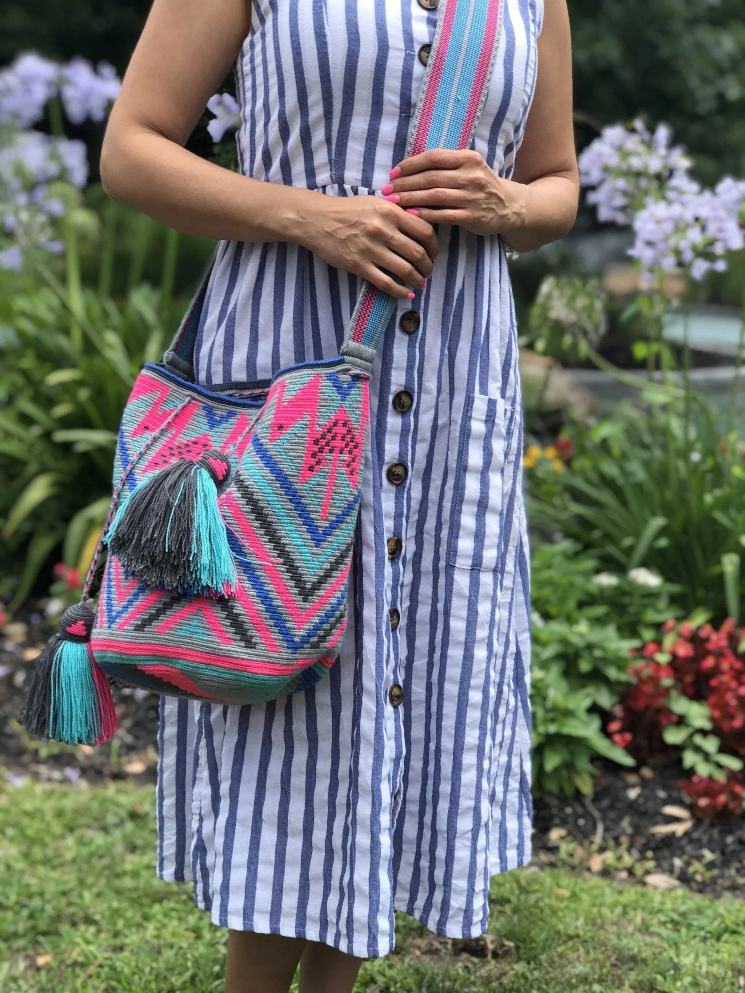 Boho Sands Striped Crochet Bags | Neutral Tones