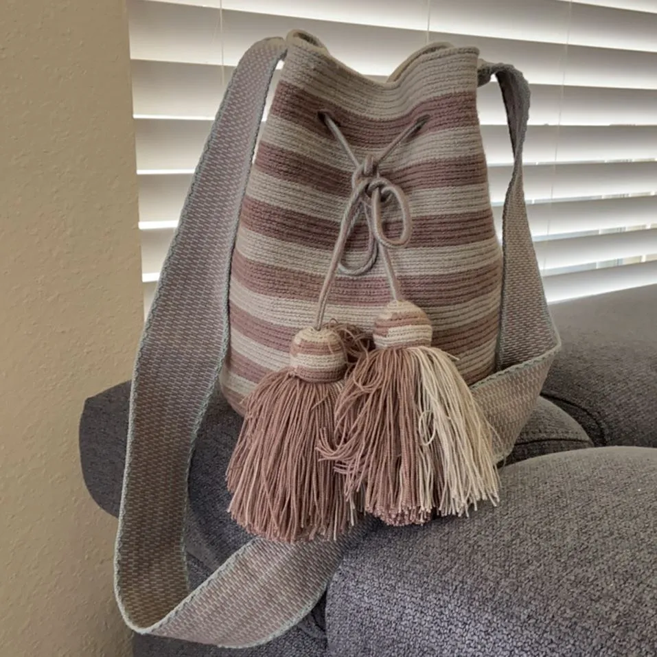 Boho Sands Striped Crochet Bags | Neutral Tones