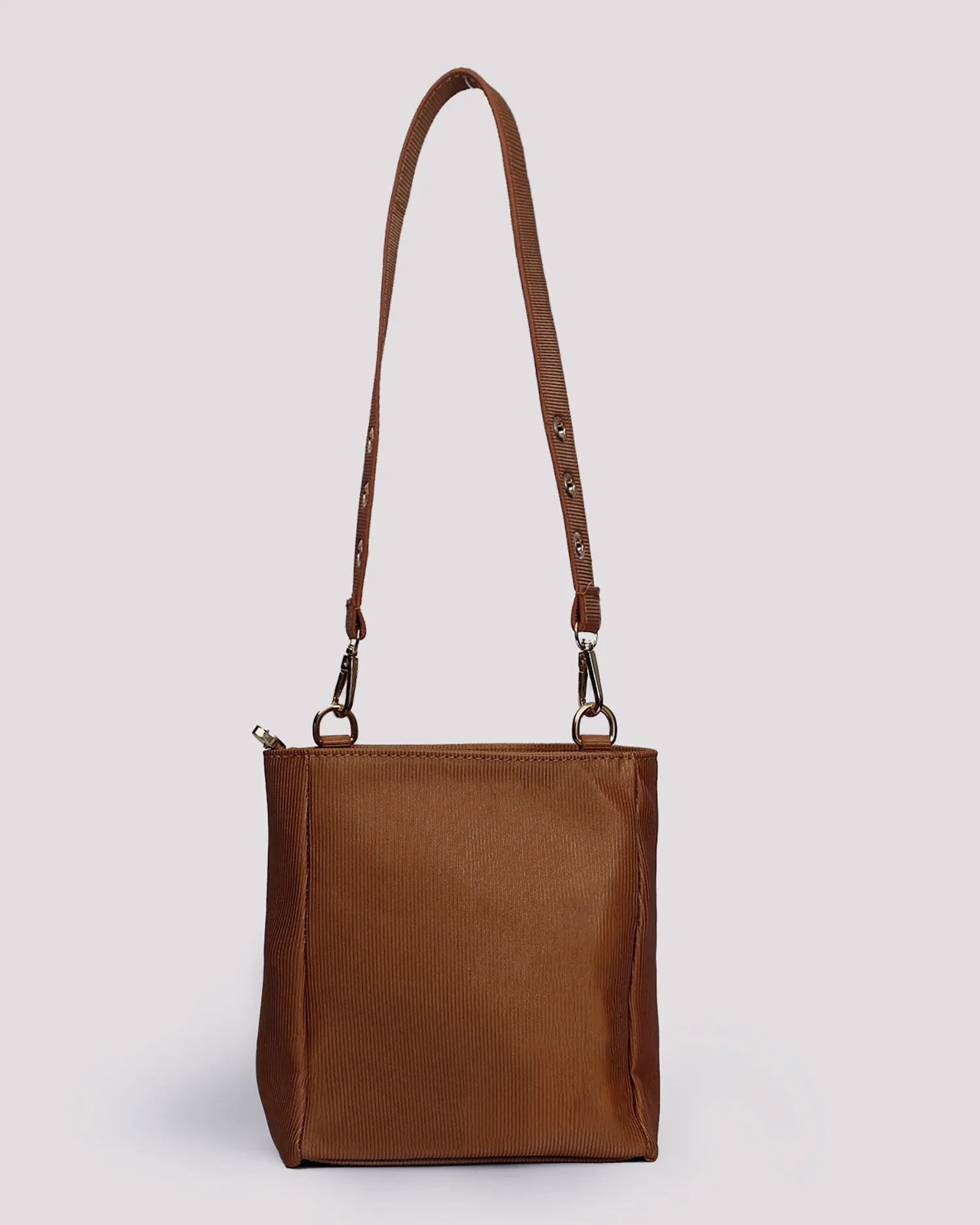 Camel Faux Bucket Bag - Shop Naz