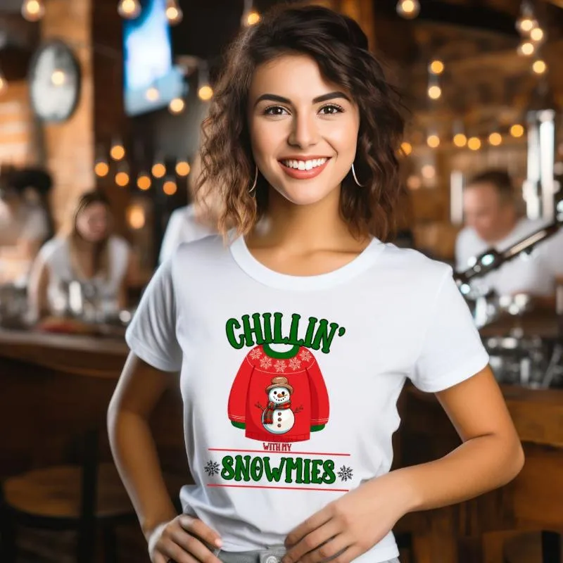 Chillin With My Snowmies Ugly Sweater PNG Digital Download