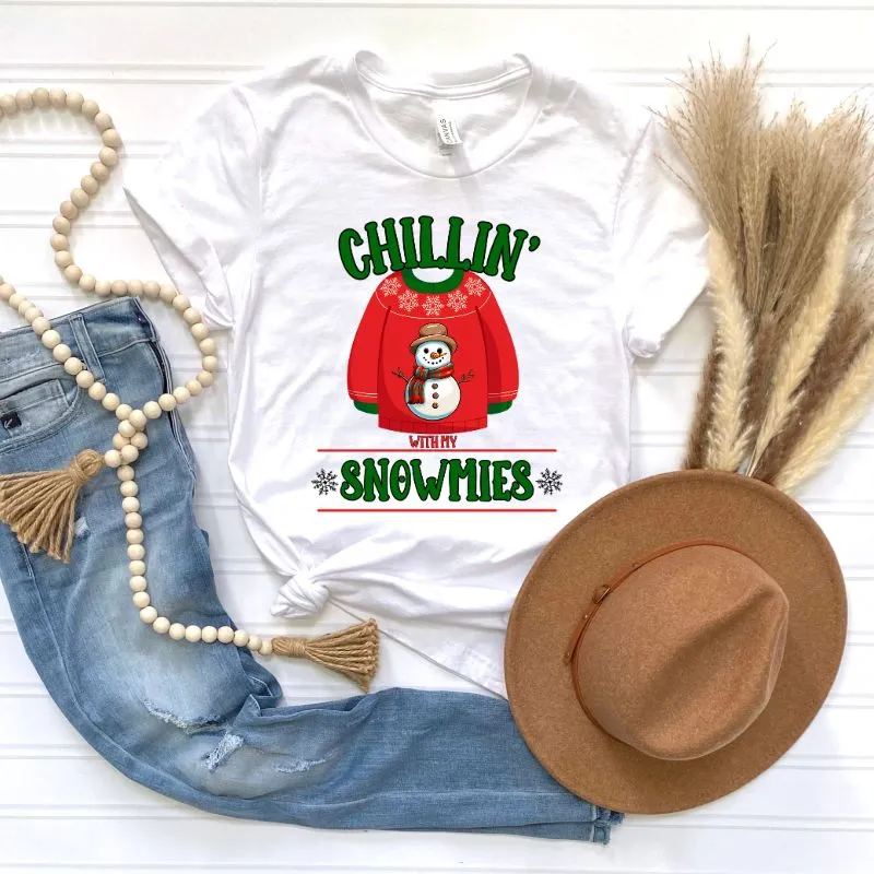 Chillin With My Snowmies Ugly Sweater PNG Digital Download