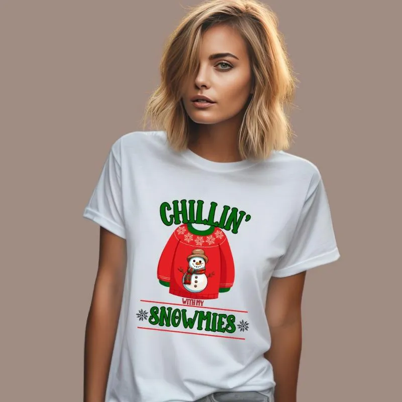 Chillin With My Snowmies Ugly Sweater PNG Digital Download