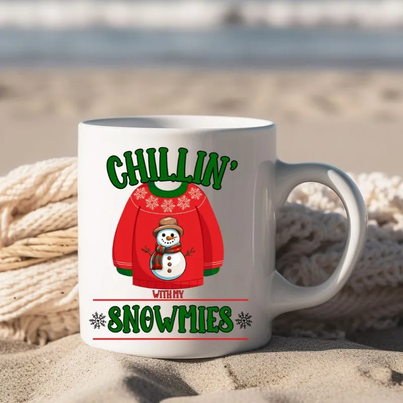 Chillin With My Snowmies Ugly Sweater PNG Digital Download