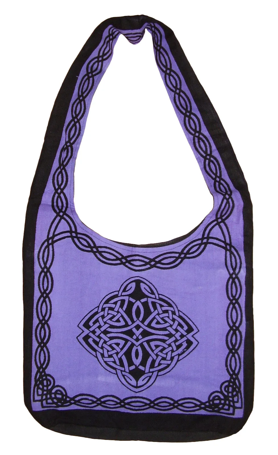 Cotton Celtic Hobo Bag Flat Bottom 15 x 12 Purple