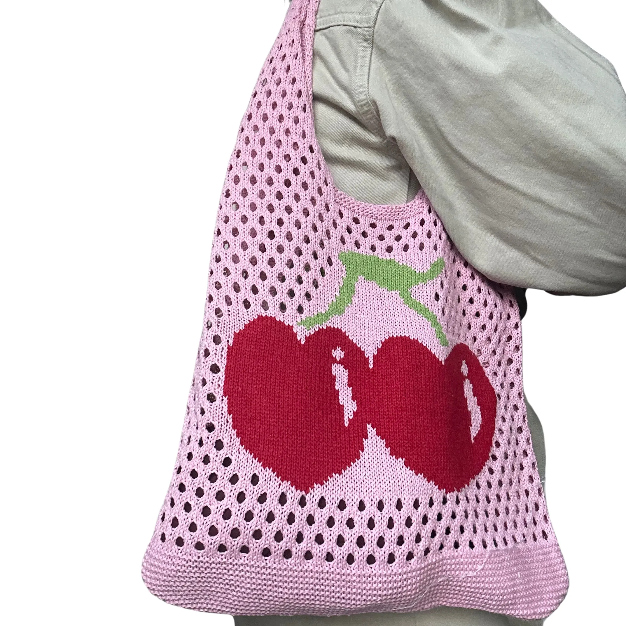 Crochet Heart Cherry Bags