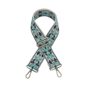 Crossbody Guitar Strap - Boho Vine Teal & Navy