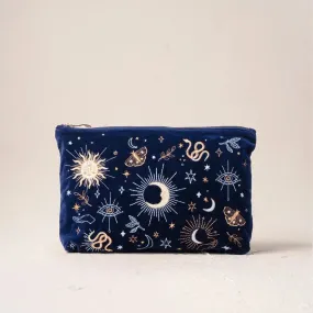 Elizabeth Scarlett Boho Mysticism Navy Velvet Everyday Pouch