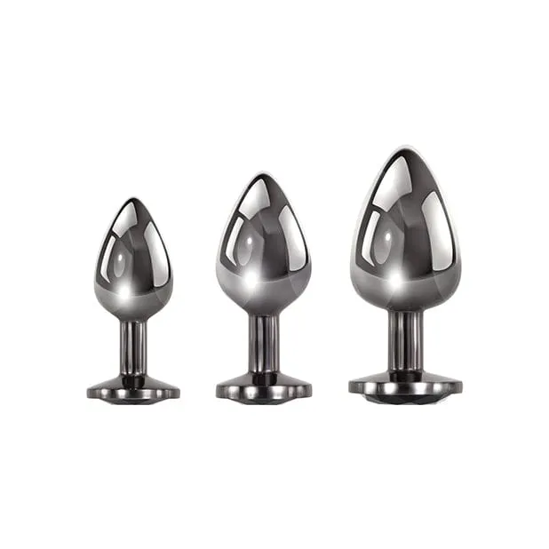 Evolved - Black Gem Metal Anal Plug Set (Silver)