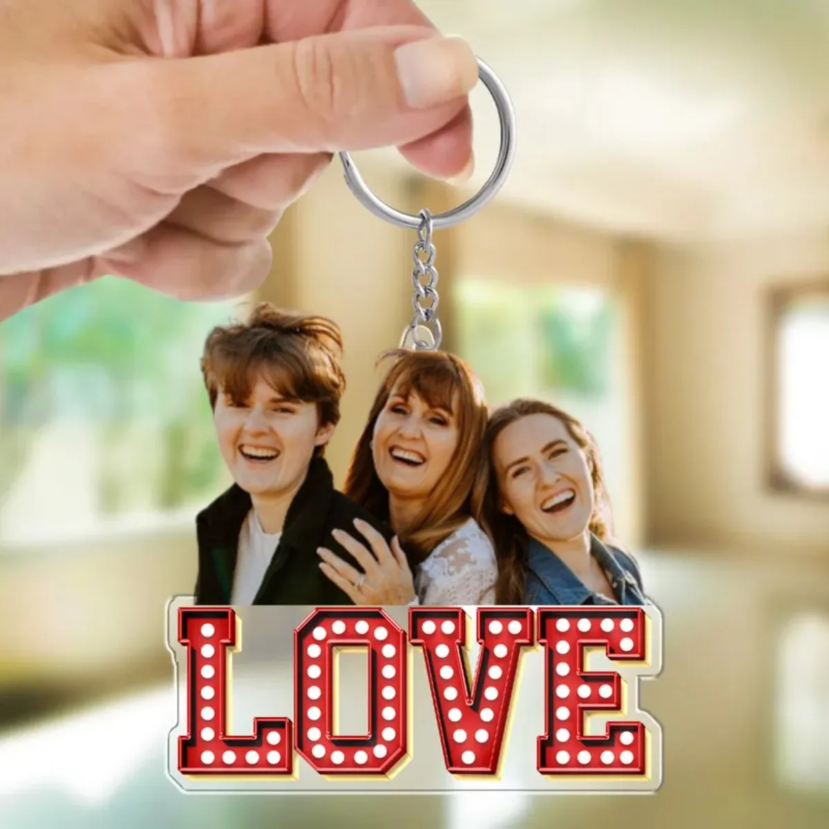 Family - Custom Photo Love Family Couples - Personalized Acrylic Car Hanger (HJ)