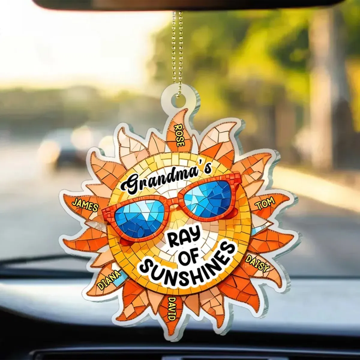 Family - Grandmother Rays Of Sunshine - Personalized Acrylic Car Hanger