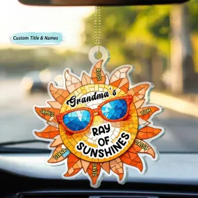 Family - Grandmother Rays Of Sunshine - Personalized Acrylic Car Hanger