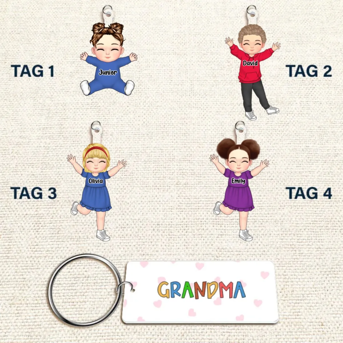 Family - Our Grandkids Loving Gift For Grandma, Grandparents, Mother - Personalized Acrylic Tag Keychain