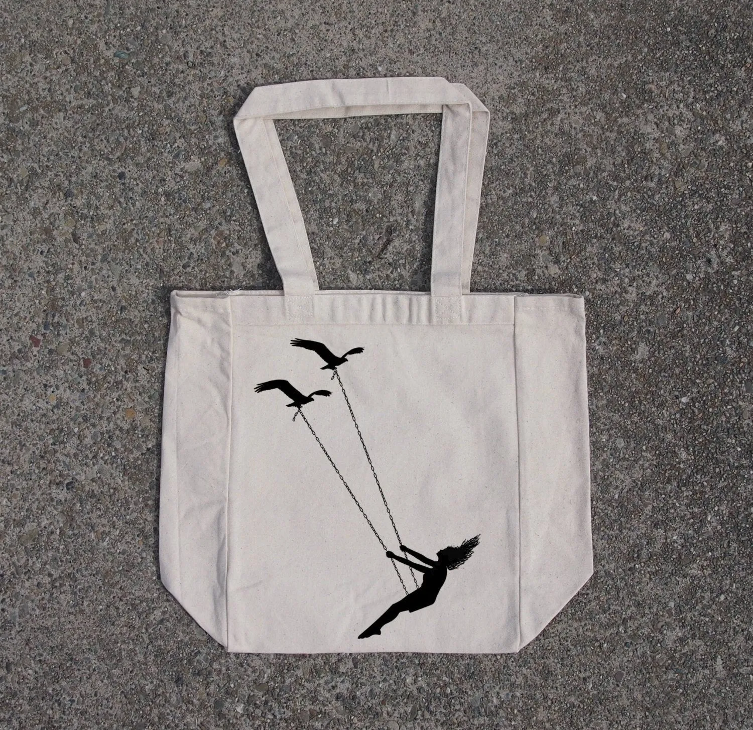 Flying Bird Swing Cotton Canvas Tote Bag