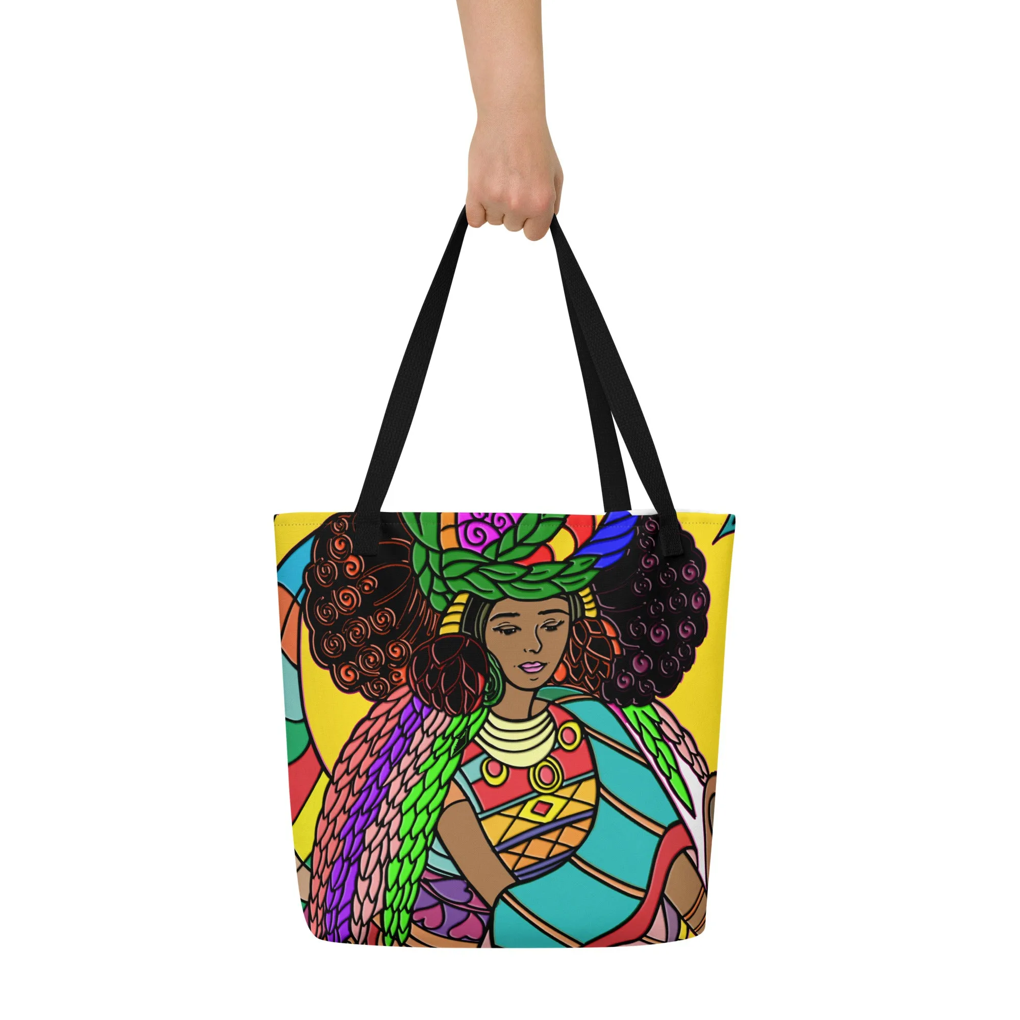 Fulani Afro Queen All-Over Print Large Tote Bag