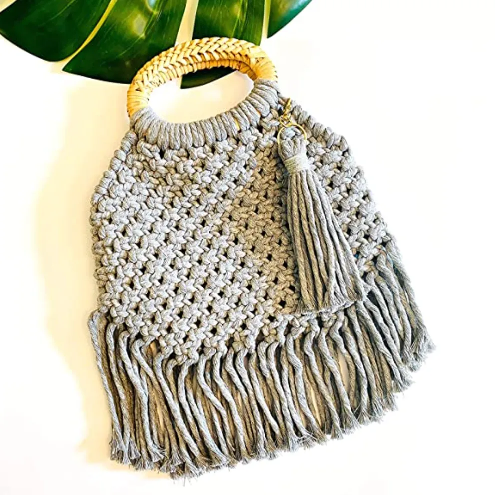 Grey Macrame Purse