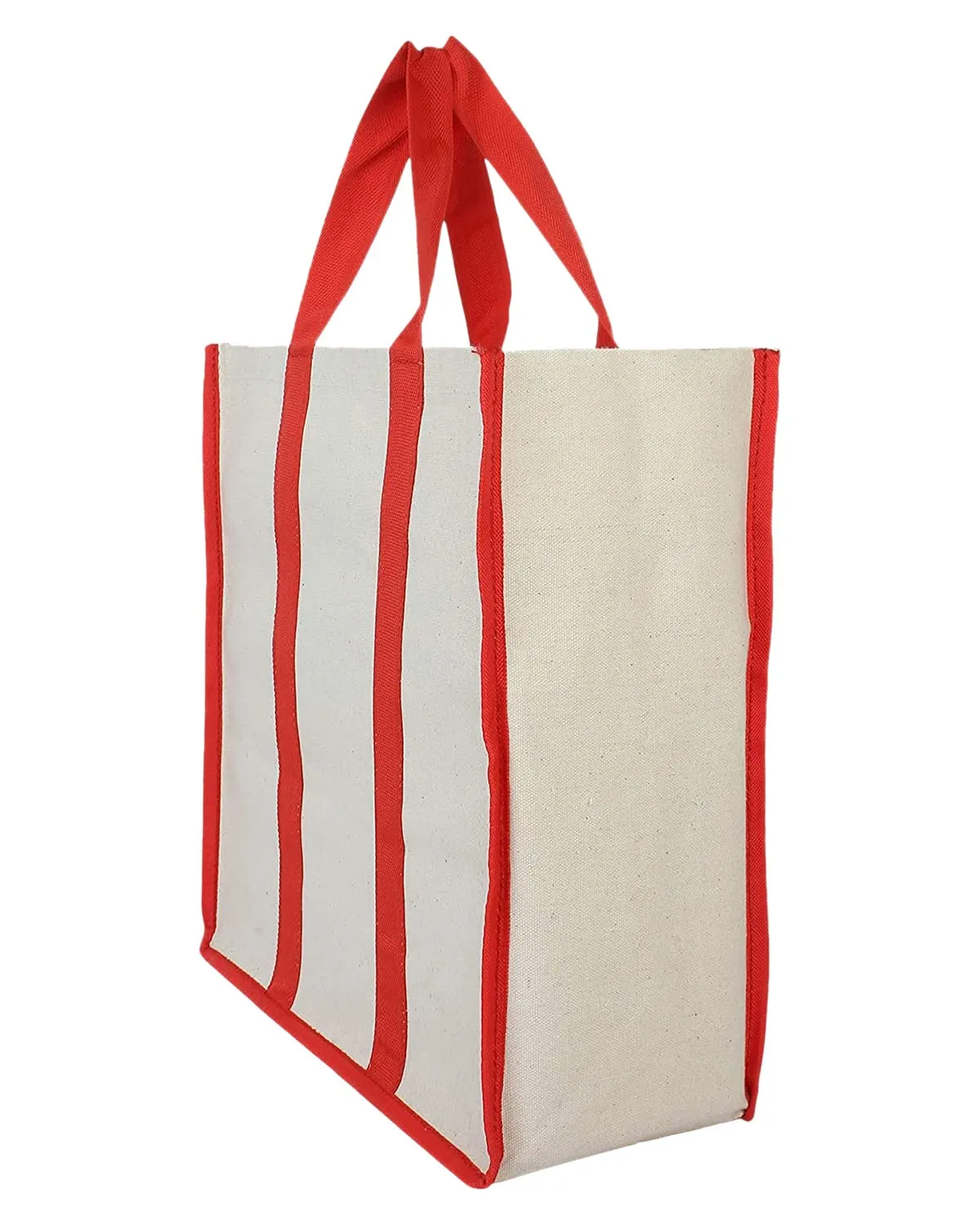 Heart Home Canvas Shopping Bags/Grocery Bag for Carry Grocery, Fruits, Vegetable with Handles Pack of 2 (Red) 54HH4016.