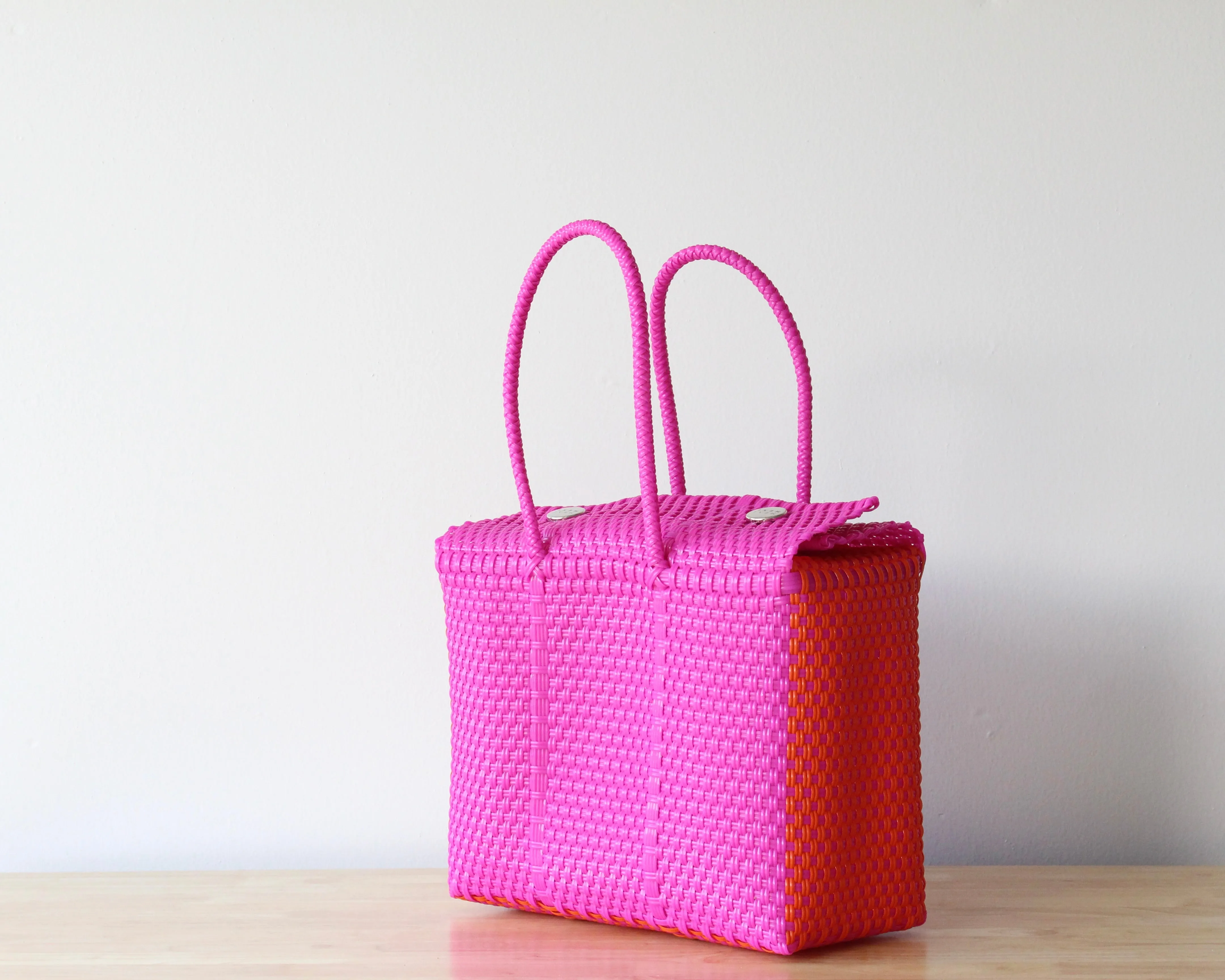 Hot Pink & Orange Woven Handbag by MexiMexi