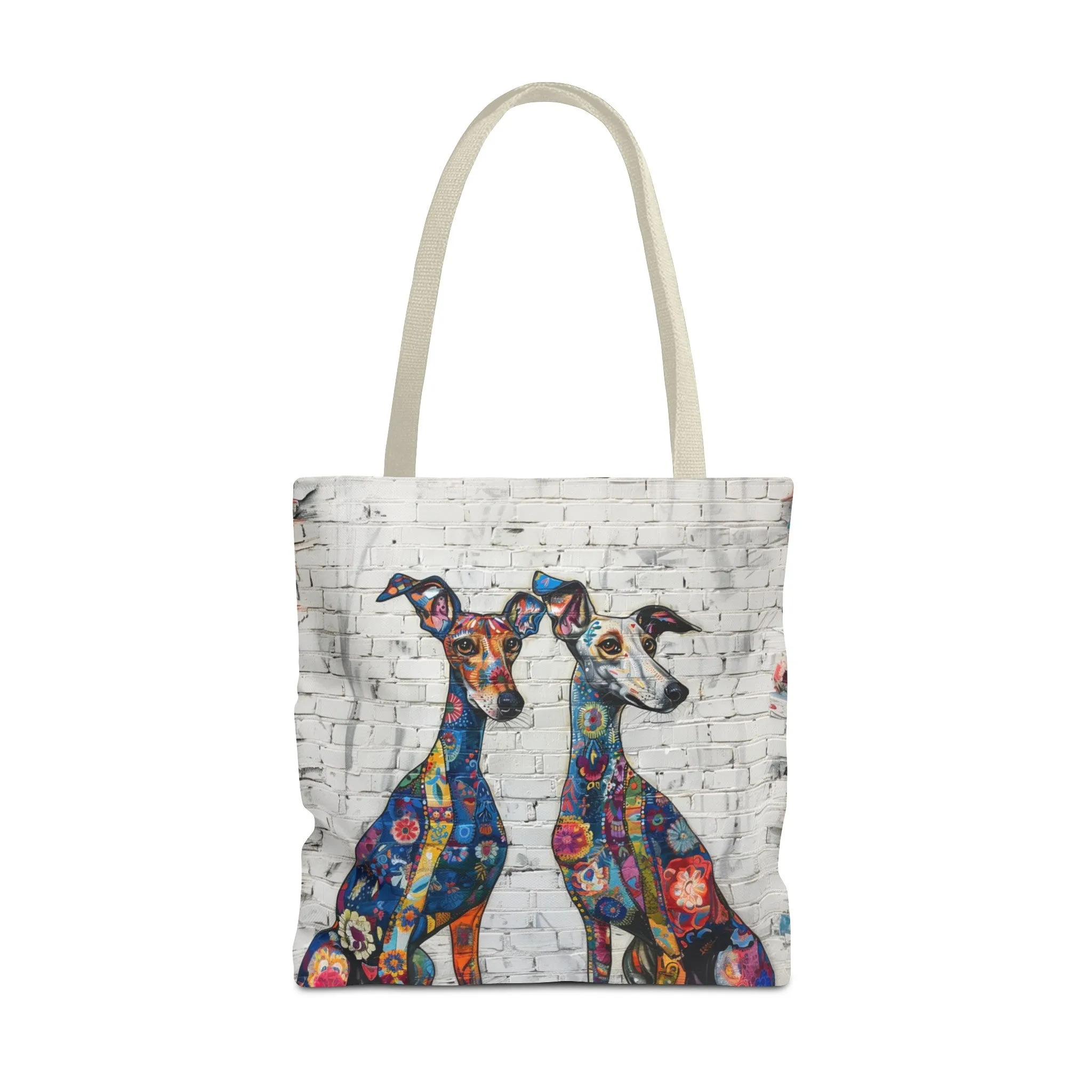 Italian Greyhound Original Edgy Floral Dog Art Themed Tote Bag