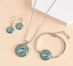 Jewellery Set - Silver - turquoise boho