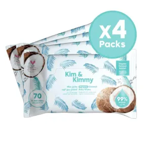 Kim & Kimmy Organic Coconut Wet Wipes - 70wipes x 4 packs