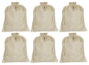 Kuber Industries Jute Potli Bags for Return Gifts with Drawstring|Pack of 6 (Gold)