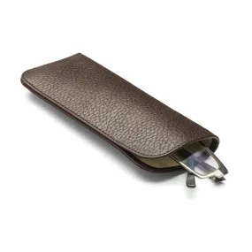 Large Leather Glasses Case - Brown Pebble Grain