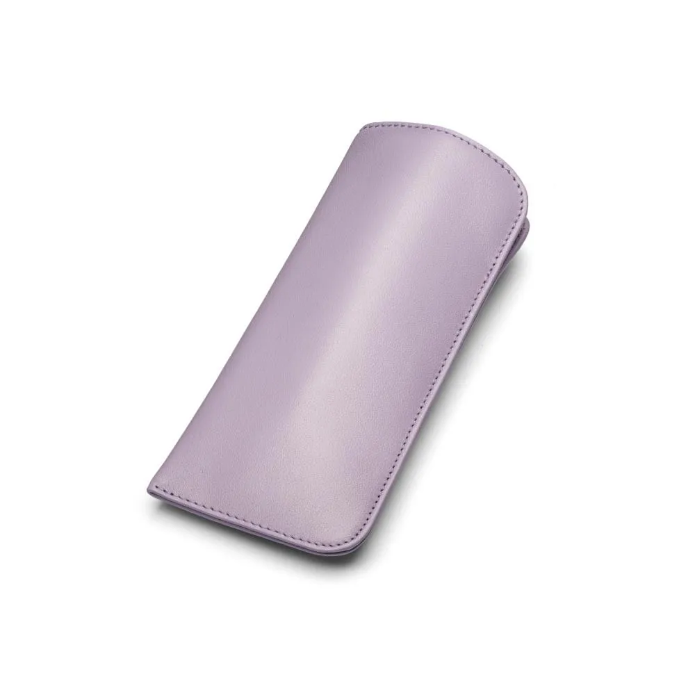 Large Leather Glasses Case - Soft Lilac