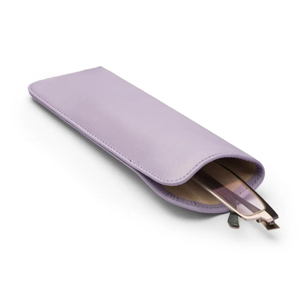 Large Leather Glasses Case - Soft Lilac