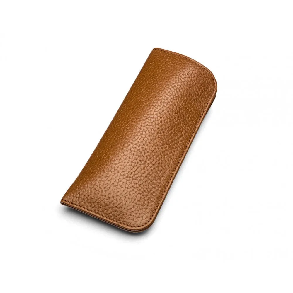 Large Leather Glasses Case - Tan