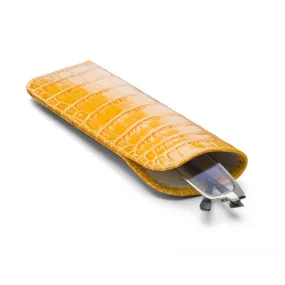 Large Leather Glasses Case - Yellow Croc