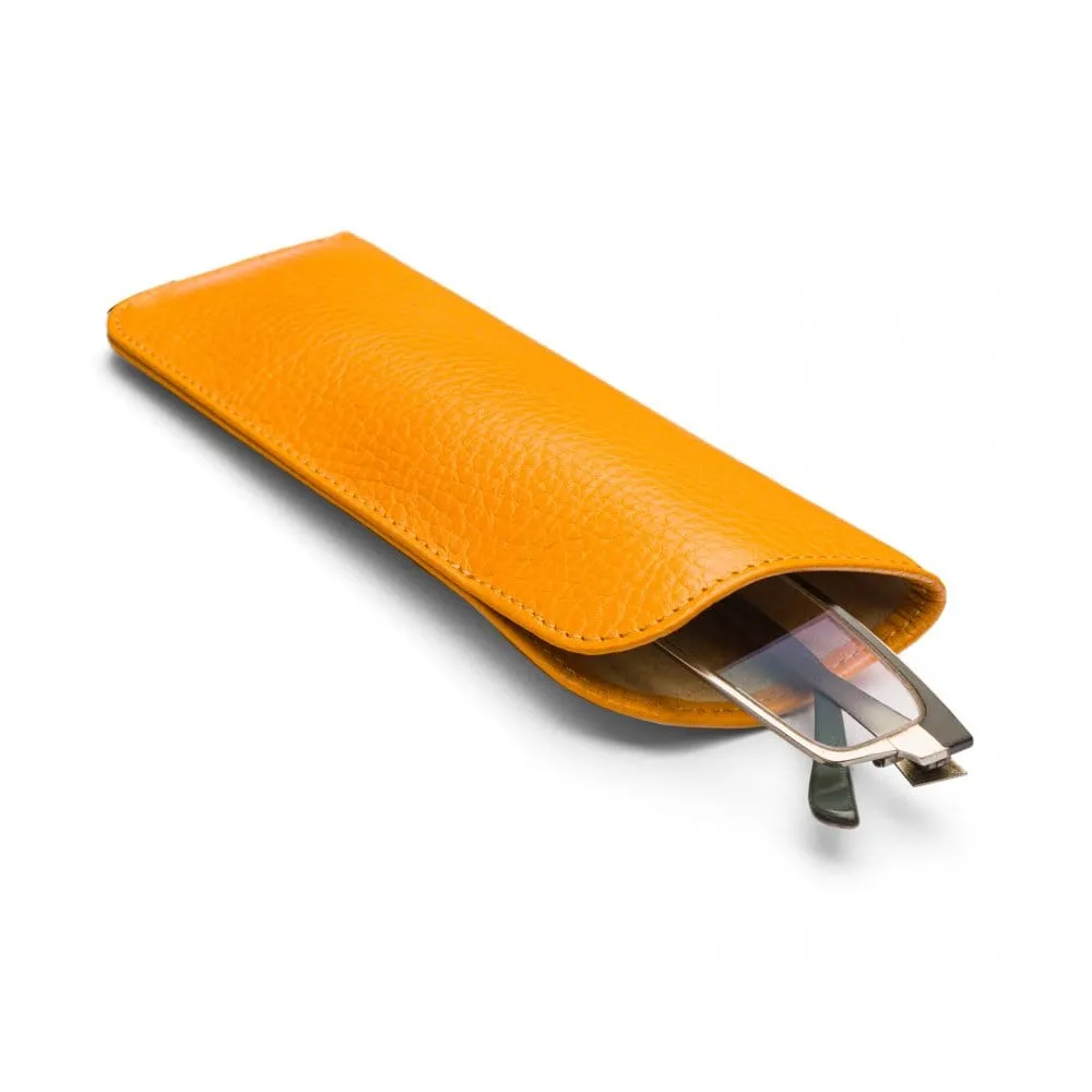 Large Leather Glasses Case - Yellow