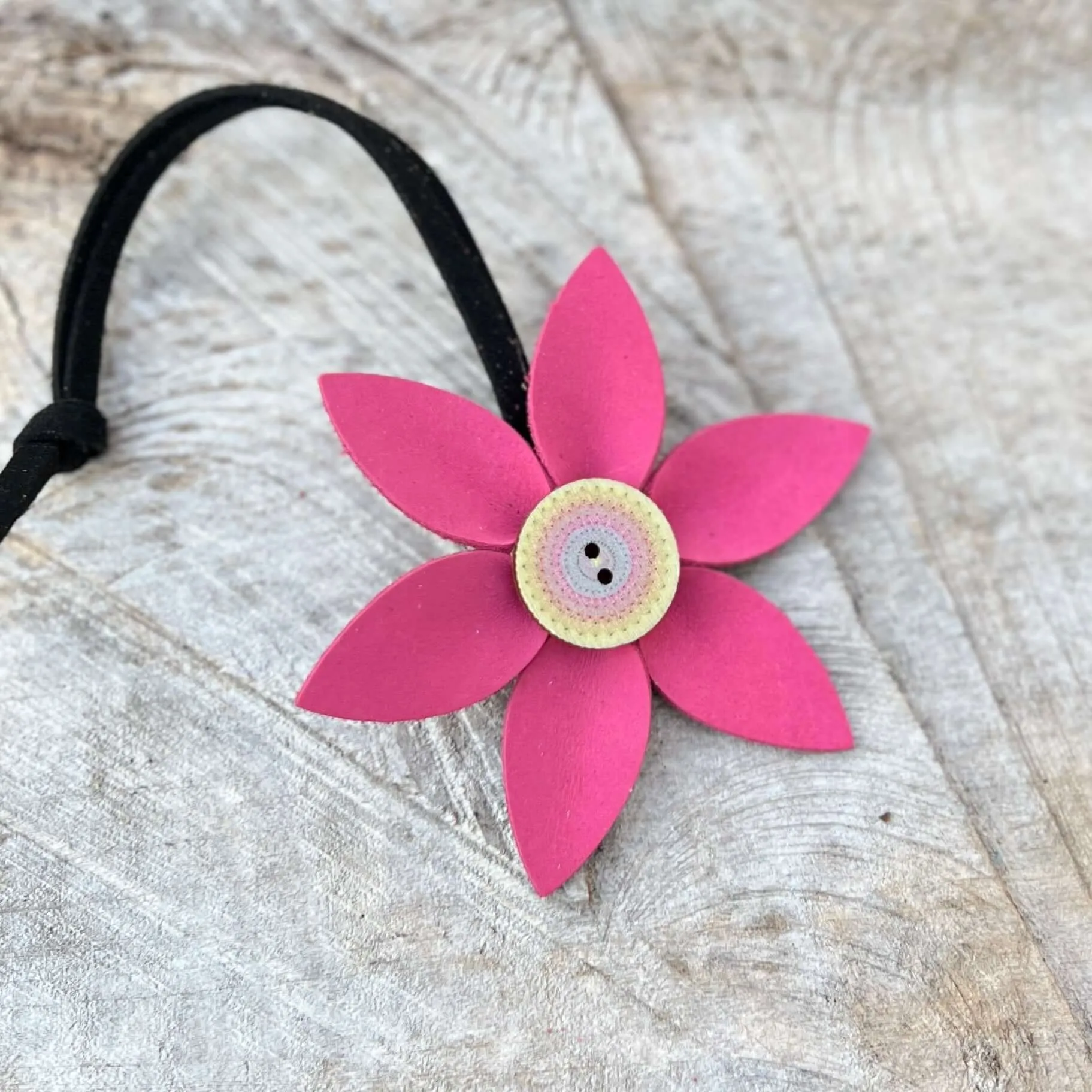 Leather Flower Bag Charm with Tote Loop in Spring Brights