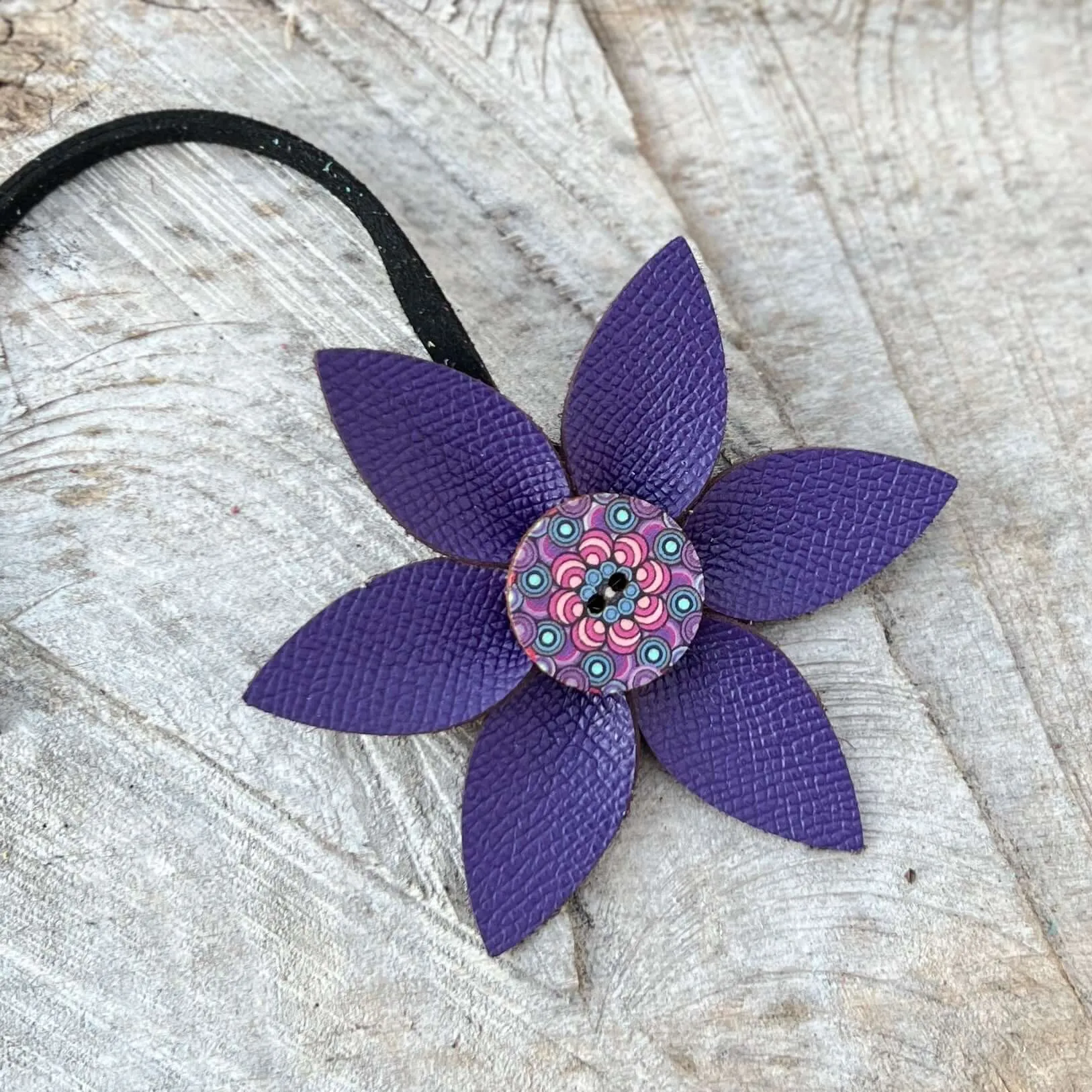 Leather Flower Bag Charm with Tote Loop in Spring Brights